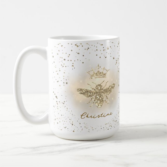 falsche Glitzer Queen Bee  Kaffeetasse (Links)