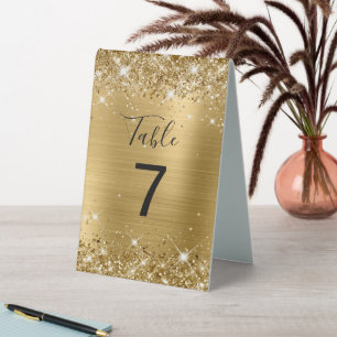 Falsche glitzernde Goldfolie Hochzeitszahl Tischaufsteller