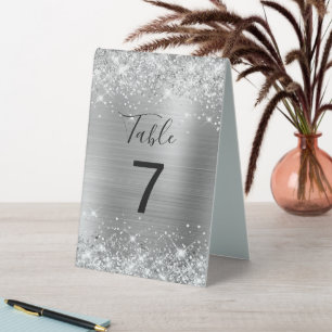 Falsche glitzernde Silberfolie Hochzeitstisch Numm Tischaufsteller