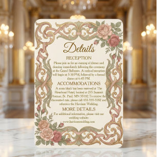 Falsche Gold-Barock-Rollenarbeit Blush-Blumen Begleitkarte