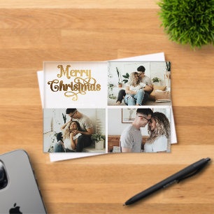 Falsche Gold-Familienfoto-Collage-Weihnachtskarte Acryleinladungen