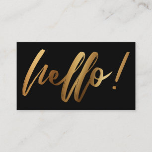 Falsche Gold-Ombre-Hello-Handschrift auf Schwarz Visitenkarte