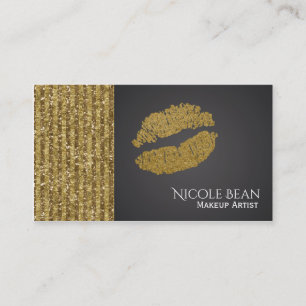 Falsche Gold Pailletten Glanz Glamour Chic Lippen Visitenkarte