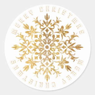 Falsche Gold-Schneeflocke Elegantes Weihnachten Runder Aufkleber