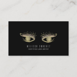 Falsche Gold-Wimpern Salon Schwarz Visitenkarte