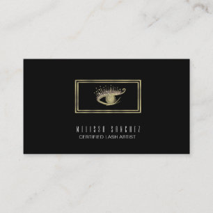 Falsche Gold-Wimpern Salon Schwarz Visitenkarte