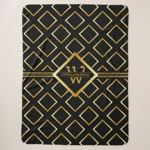 Falsche Goldachse Monogramm – Schwarz und Gold - G Sherpadecke