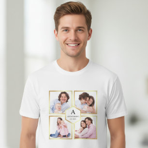 Falsche Goldfolie 4 Bilder Familienfoto Collage T-Shirt