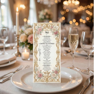 Falsche Goldfolie Barock Blumenranke Menükarte