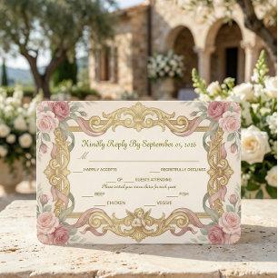 Falsche Goldfolie Barock Rokoko Blumenmuster RSVP Karte