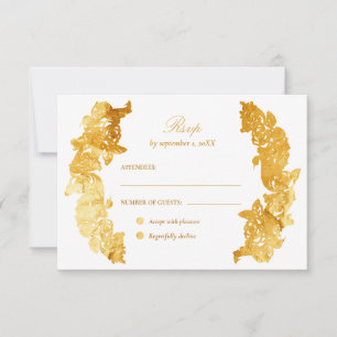 Falsche Goldfolie Barocke Wappen Hochzeit RSVP Karte