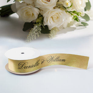 Falsche Goldfolie Elegante schwarze Kalligrafie Ho Satinband