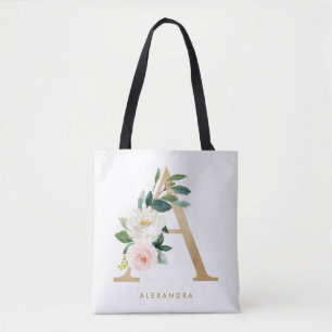 Falsche Goldfolie hübsches florales Monogramm Buch Tasche