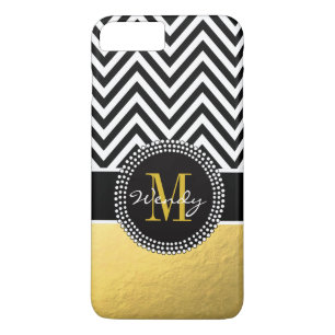 Falsche Goldfolie schwarzes Chevron-Monogramm Case-Mate iPhone Hülle
