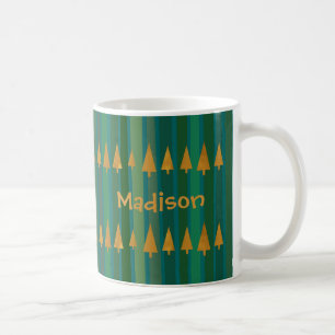 Falsche Goldfolie-Weihnachtsbäume mit grünen Strei Kaffeetasse