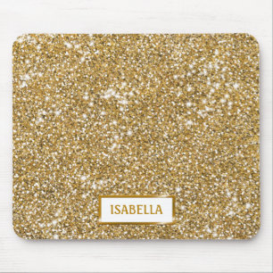 Falsche goldgelbe Glittertextur mit Namen Mousepad