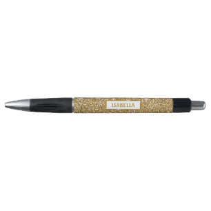 Falsche goldgelbe Glittertextur-Optik mit Namen Kugelschreiber