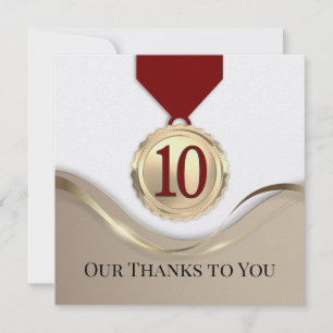Falsche Goldmedaille Mitarbeiterjubiläum 10 Jahre Einladung
