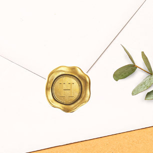 Falsche Goldwachs-Monogramm-Hochzeit Runder Aufkleber