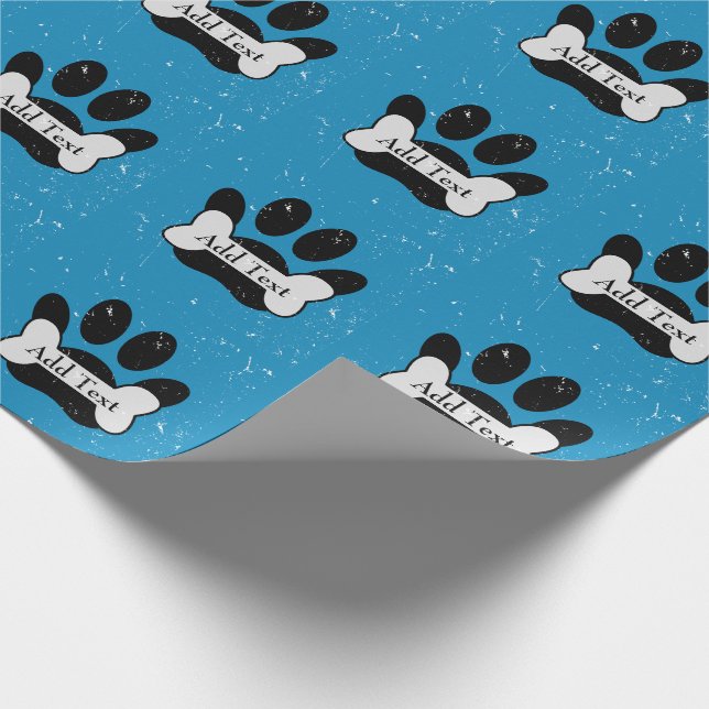 Falsche Hundepackung Druck und Knochen auf Baby Bl Geschenkpapier (Ecke)