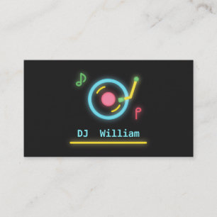 Falsche Neonlicht-DJ-Drehteller Visitenkarte