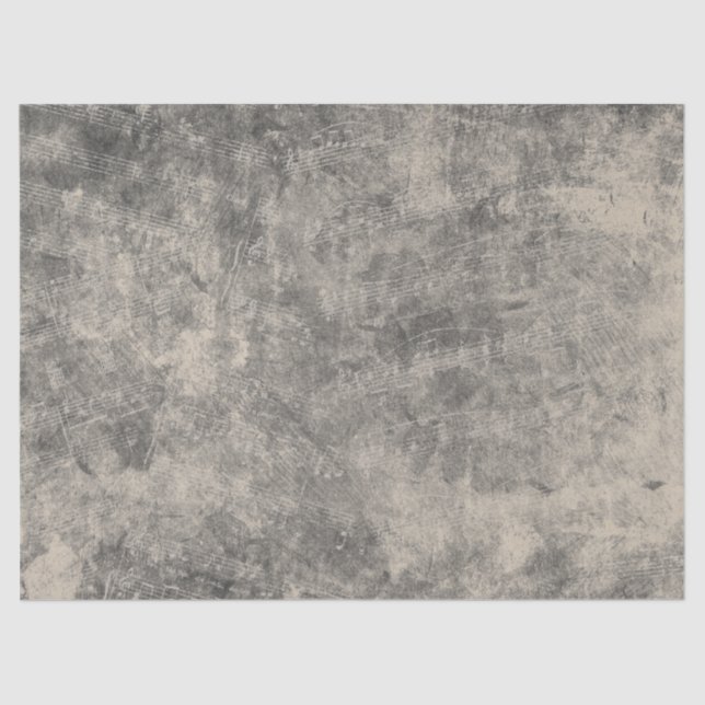 Falsche Notenblätter schwarz Beige Decoupage Chalk Seidenpapier (Vorderseite)