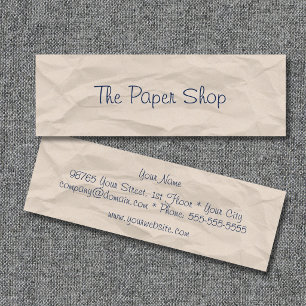 Falsche Papierhandschriftlich Skinny Business Card Mini Visitenkarte
