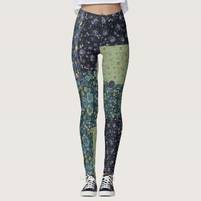 Falsche Patchwork-Decke Leggings (Vorderseite)