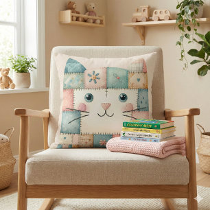 Falsche Patchwork-Pastell-Hauskatzen-Gesicht Kissen
