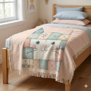 Falsche Patchwork-Pastell-Hütte-Kitty-Gesicht Decke