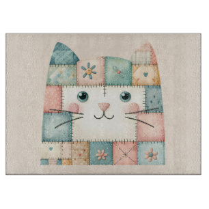 Falsche Patchwork-Pastell-Hütte-Kitty-Gesicht Schneidebrett