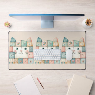 Falsche Patchwork-Pastell-Hütte-Kitty-Gesicht Schreibtischunterlage
