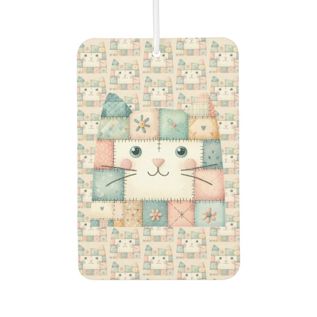 Falsche Patchwork-Pastell-Katzenhütte Autolufterfrischer (Vorderseite)