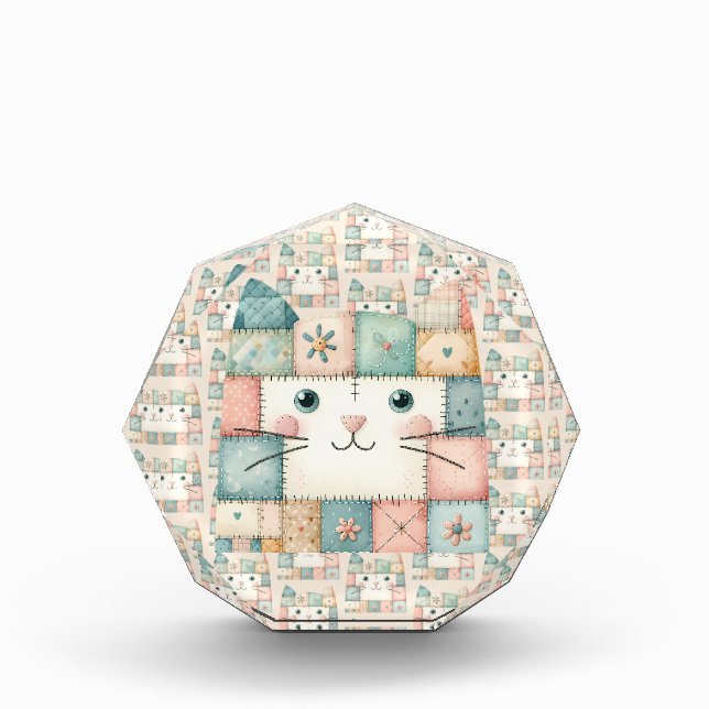 Falsche Patchwork-Pastell-Katzenhütte Fotoblock (Vorderseite)