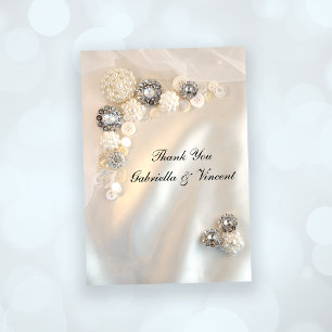 Falsche Perlen- und Diamantknöpfe Hochzeit Danke Mitteilungskarte
