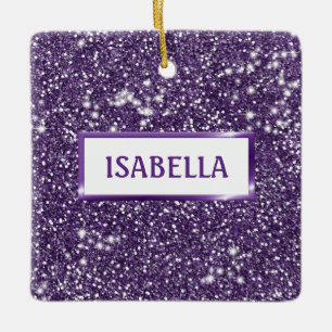 Falsche Purpur-Glitter-Textur-Optik mit Namen Keramikornament