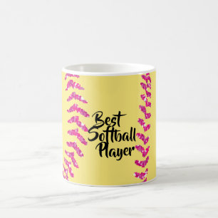 Falsche rosa glitzernde Softball-Stiche Kaffeetasse