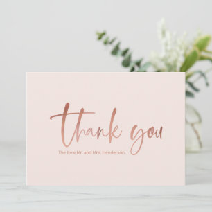 Falsche Roségold-Schrift Hochzeits-Dankeskarten Dankeskarte