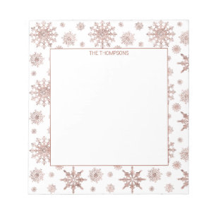 Falsche Rosen-Gold-Farbe aussehende Schneeflocken Notizblock