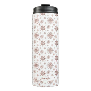 Falsche Rosen-Gold-Farbe aussehende Schneeflocken Thermosbecher