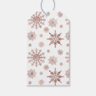 Falsche Rosen-Gold-Farbige Schneeflocken & Text Geschenkanhänger