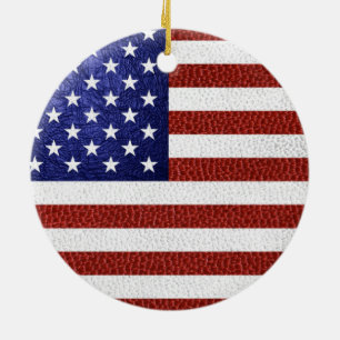 Falsche Rot-Weiß-Blau-Leder-USA-Flagge Keramikornament