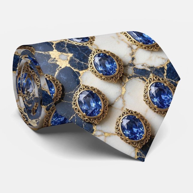 Falsche Saphire mit antikem Goldsetting Blau Krawatte (Gerollt)