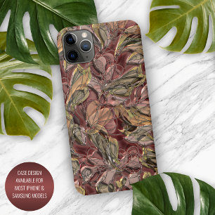 Falsche schimmernde dunkelrote grüne goldene Blume iPhone 16 Pro Max Hülle