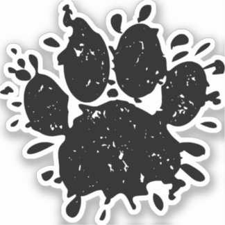 Falsche Schwarz-Paint-Spritzer-Dog-Paw drucken Aufkleber