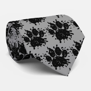 Falsche Schwarz-Paint-Spritzer-Dog-Paw drucken Krawatte