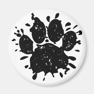 Falsche Schwarz-Paint-Spritzer-Dog-Paw drucken Magnet