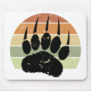 Falsche schwarze Bärenpaw Print Retro Sunset Mousepad
