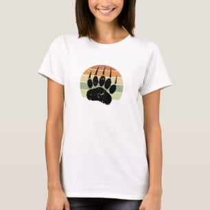 Falsche schwarze Bärenpaw Print Retro Sunset T-Shirt