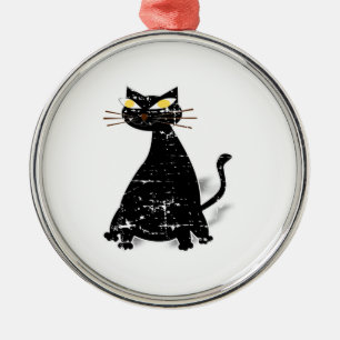 Falsche schwarze Katze Silbernes Ornament